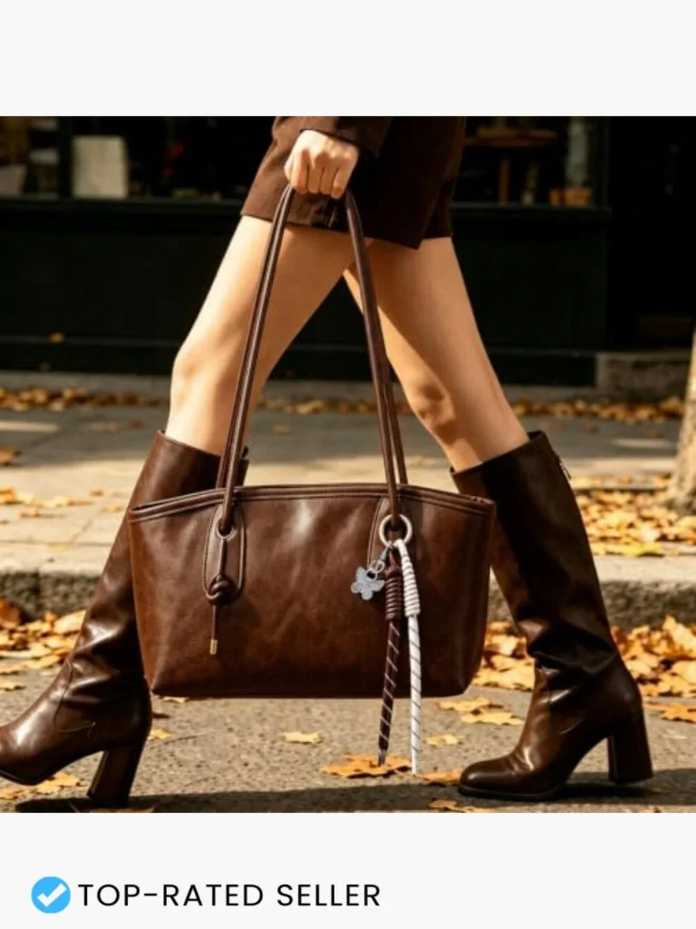 Vintage Shoulder Bag Women Structured East West Tote Adjustable Knot Strap Work